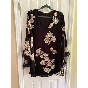 ASTR The Label Black Floral Dress Small Lace detail